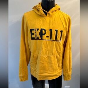 Express men’s vintage hoodie in yellow with hood size large